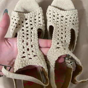 Women's Beige Crochet Sandals